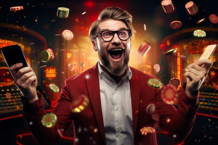 Pemain menikmati taruhan olahraga melalui perangkat mobile dengan antarmuka modern